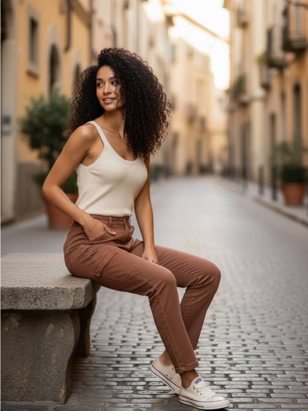 Paige Cargo Skinny Pants Brown Tan High Rise Size 23 - Picture 4 of 9